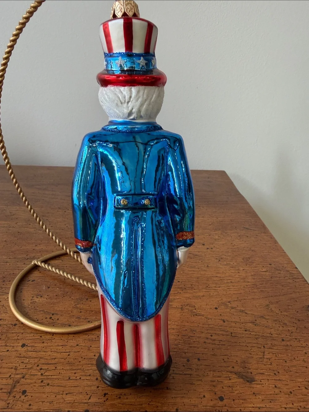 Polonaise Hand-Painted Glass Uncle Sam Ornament - Red, White & Blue